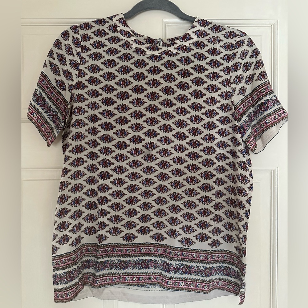 Madewell Multicolor Floral Silk short sleeve Blouse